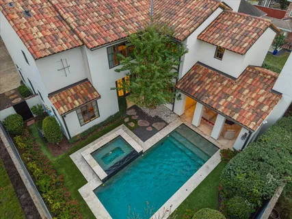 an aerial view of a house