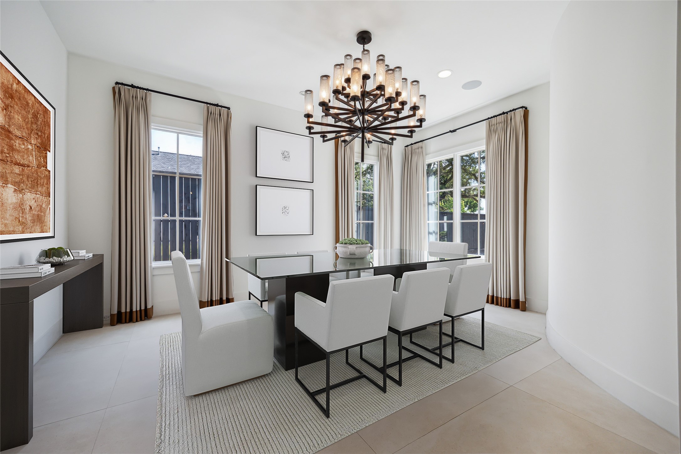 3214 Westheimer Road Houston, TX 77098 - Photo 5 of 34 a dining room with furniture a chandelier and window