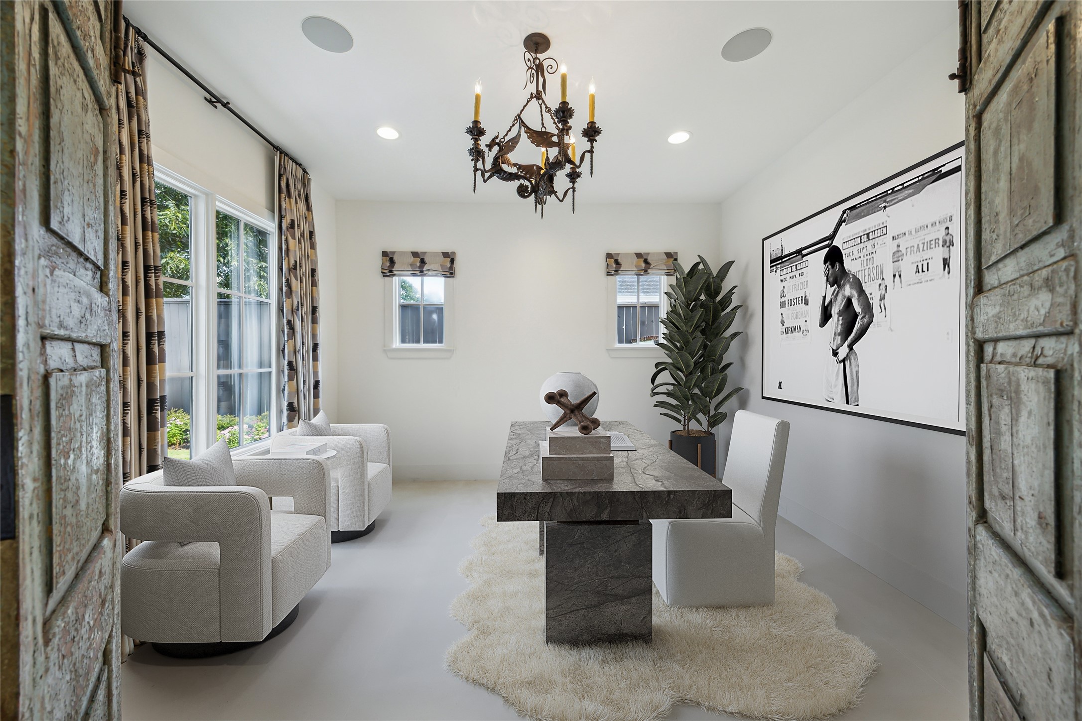 3214 Westheimer Road Houston, TX 77098 - Photo 6 of 34 a dining room with furniture a chandelier and a window
