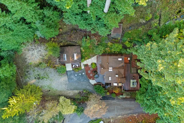 an aerial view of a house