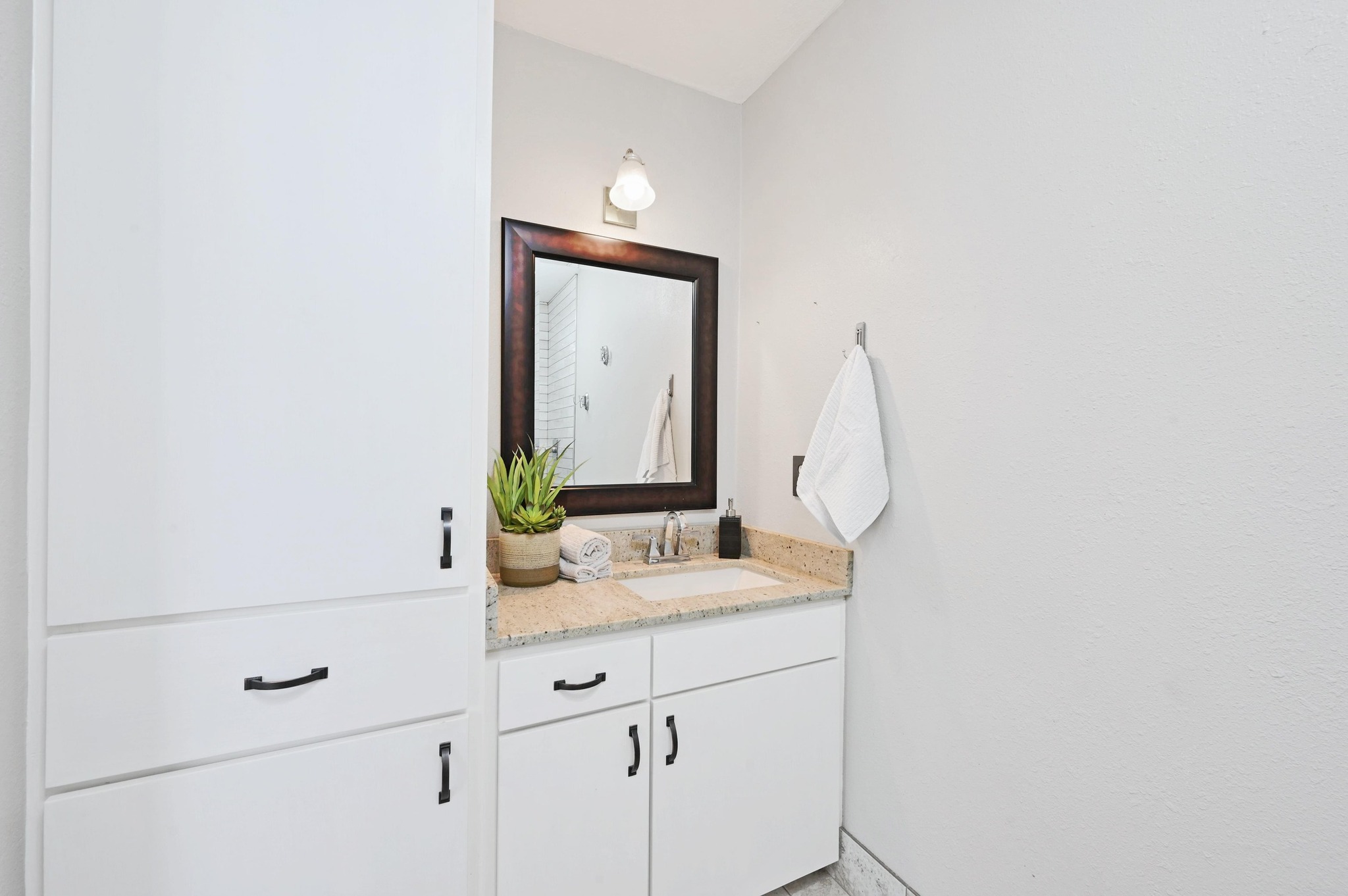 2018 Chaparral Park Road Manchaca, TX 78652 - Photo 15 of 26 a bathroom with a sink and a mirror