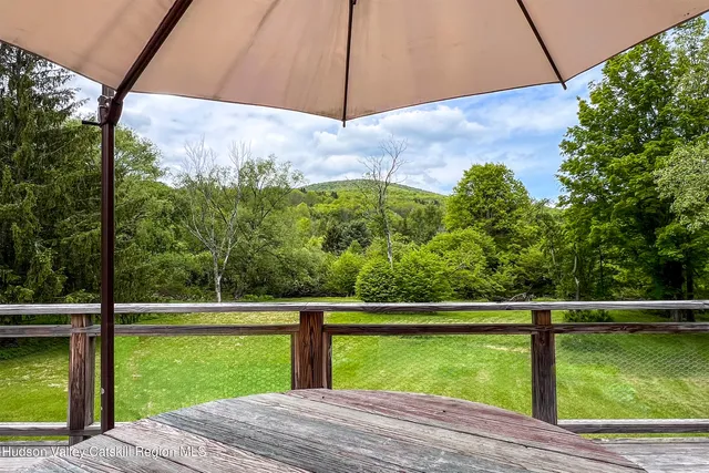 a view of a balcony with lake view