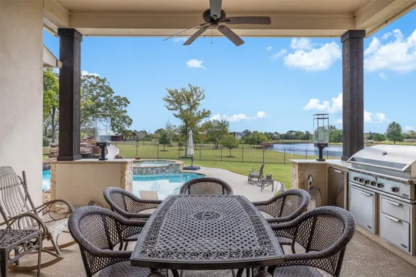a view of a lake with a house