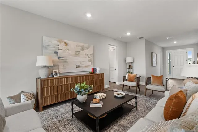 a living room with furniture