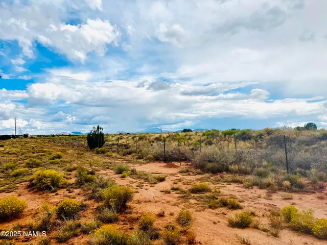 a view of a yard with wooden fence