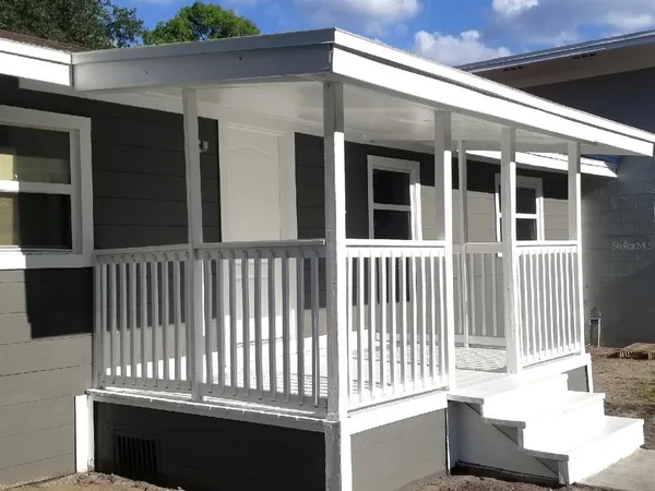 front view of a house with a porch