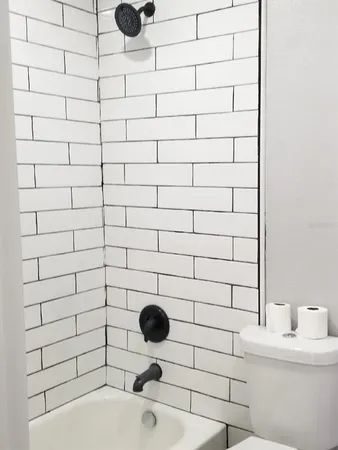 a bathroom with a shower