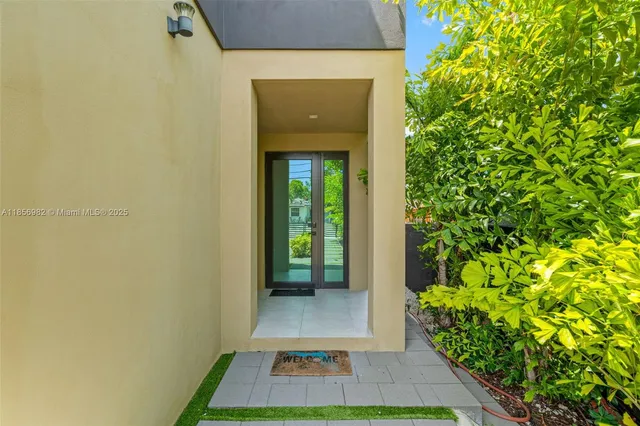 a view of a yard with an outdoor space