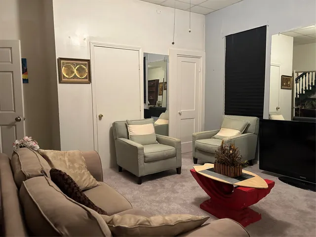 a living room with furniture