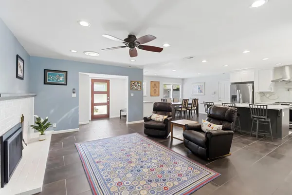 a living room with furniture