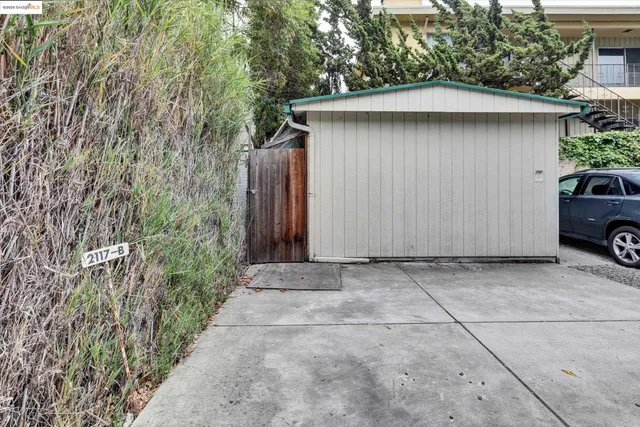 a couple of potted plants in front of door