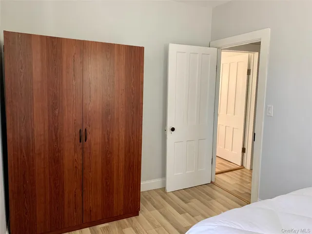 a view of wooden floor and closet