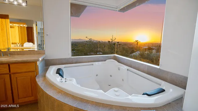 a bathroom with a bathtub