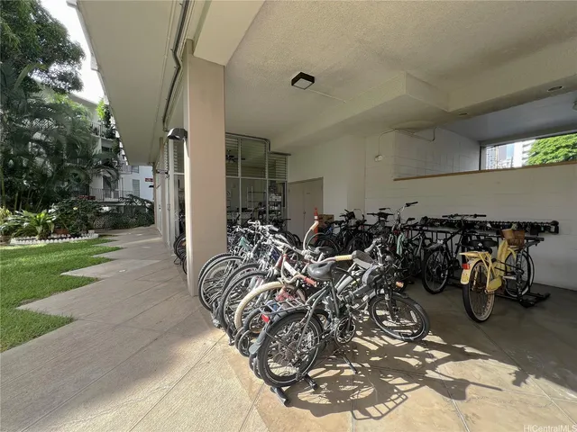 a view of a bike storage area