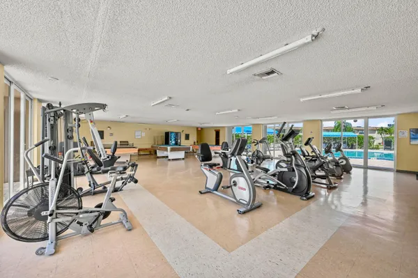 a view of a room with gym equipment