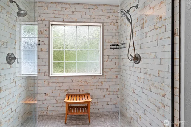 a view of a door with a shower