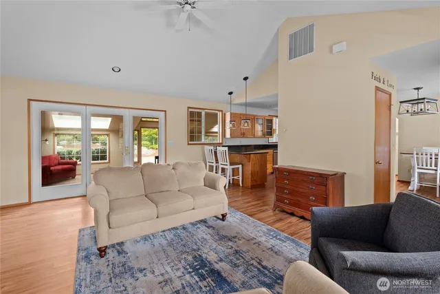 a living room with furniture and a couch