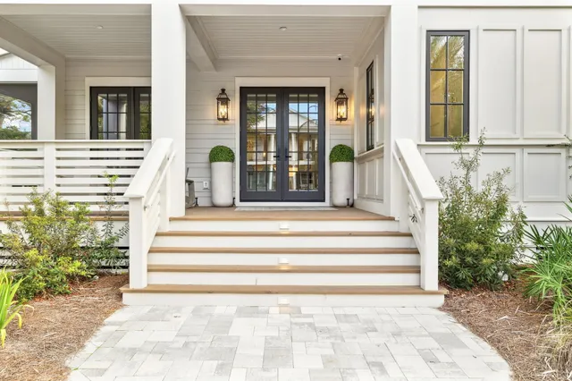 a view of a building with a window and stairs