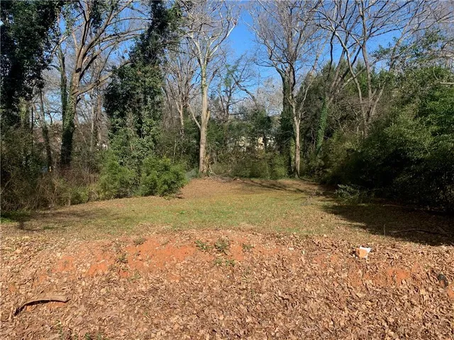 a view of a yard with trees