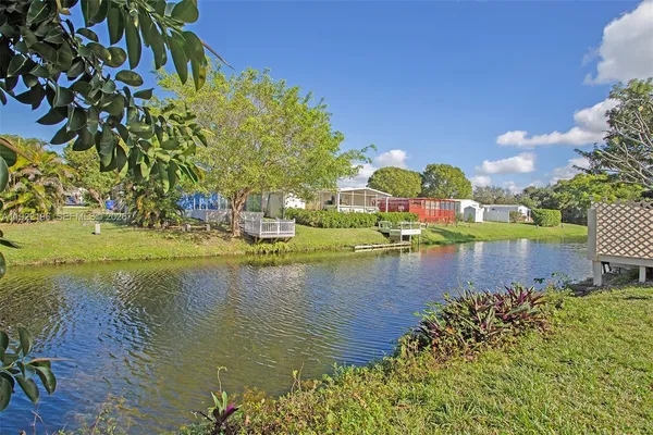 a view of a lake with houses