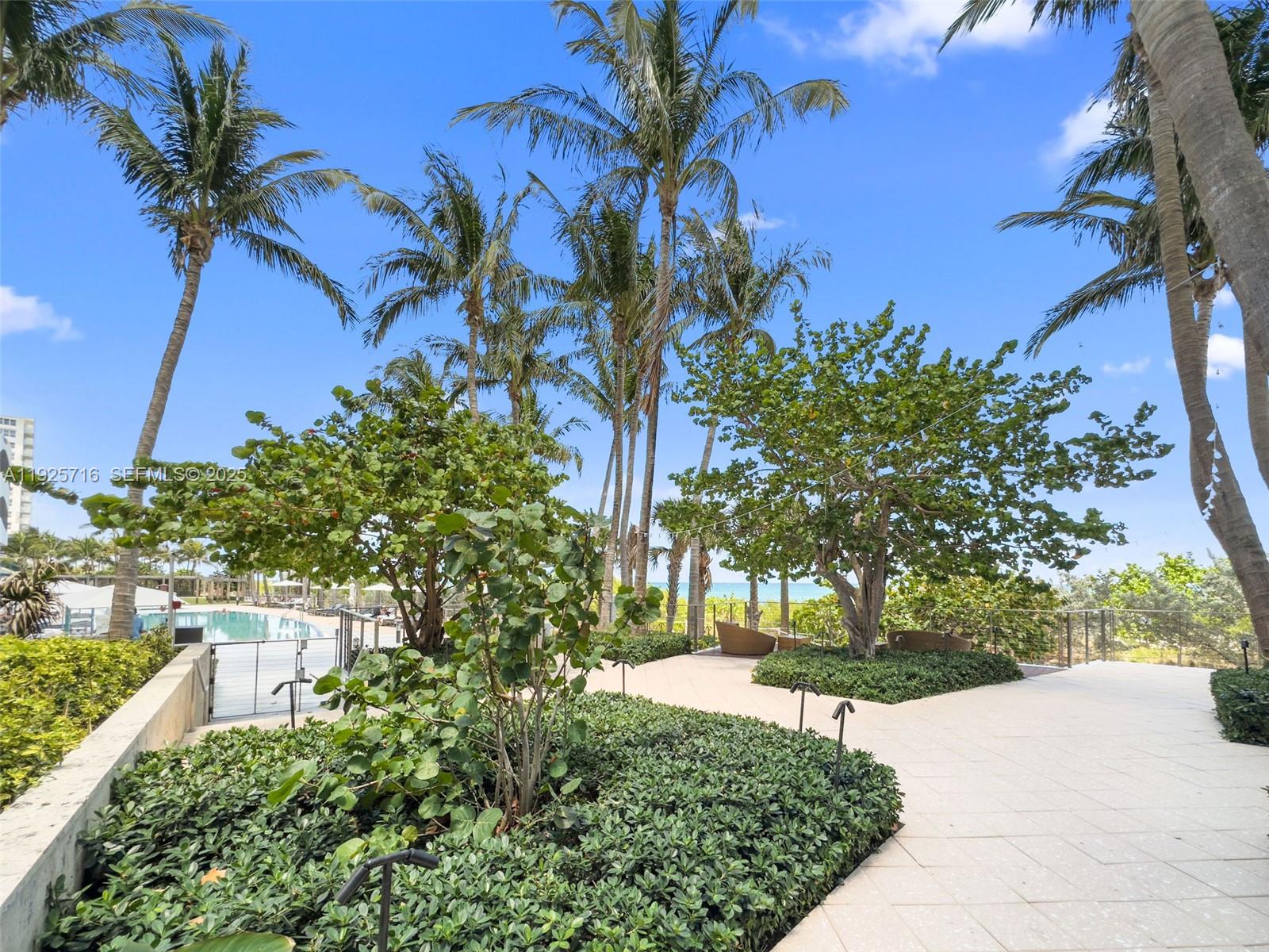 6899 Collins Avenue, Unit 1801 Miami Beach, FL 33141 - Photo 46 of 67 a view of a yard with plants and trees