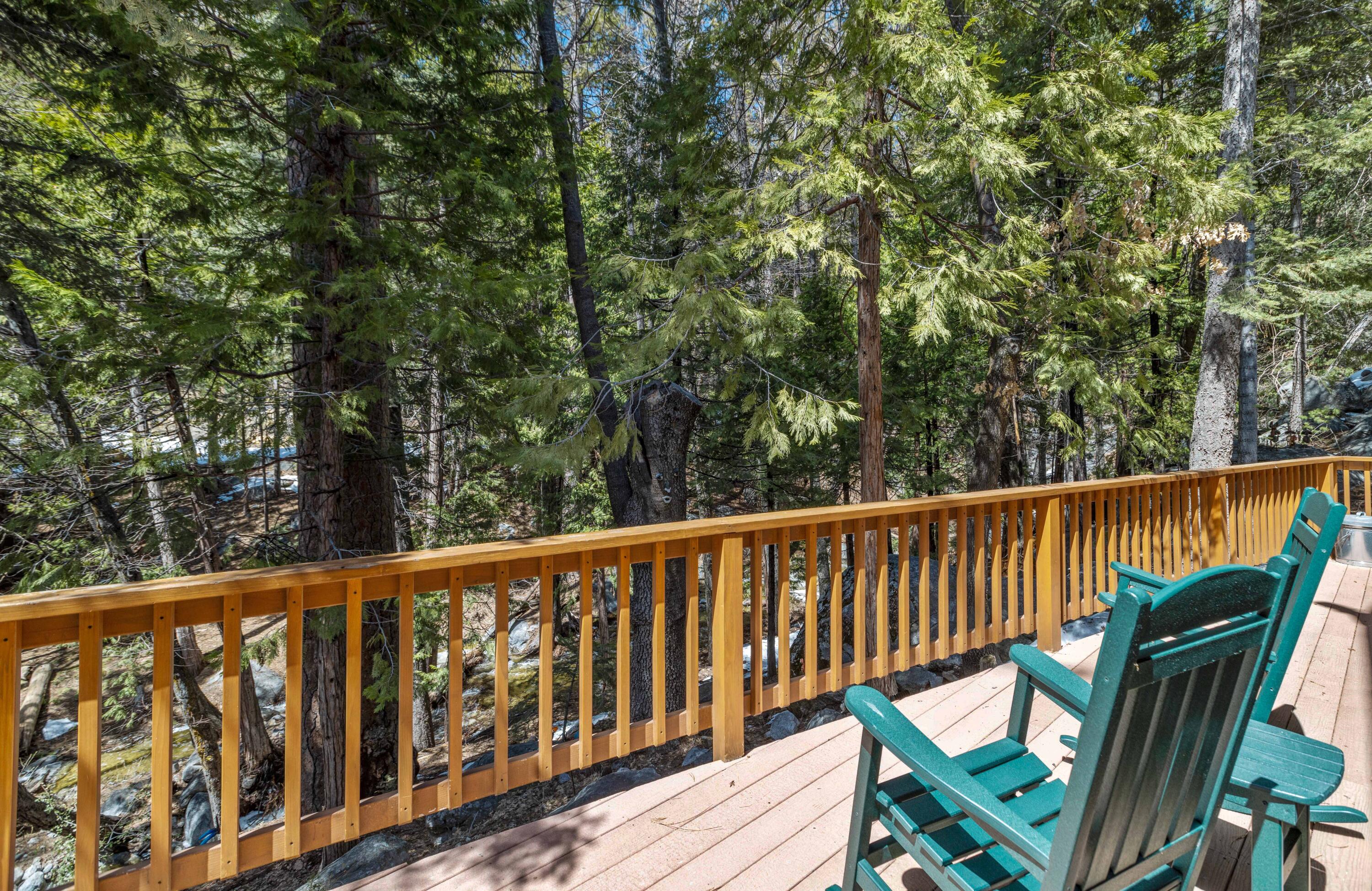 24581 Fern Valley Road Idyllwild, CA 92549 - Photo 36 of 45 a view of balcony with wooden floor and outdoor seating