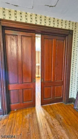 a view of swimming pool from a window