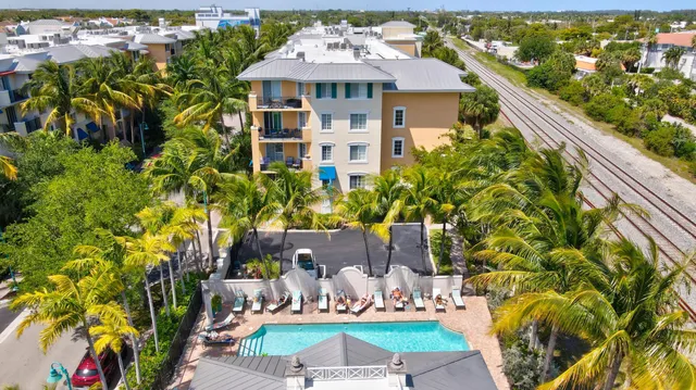 a front view of building with an outdoor space