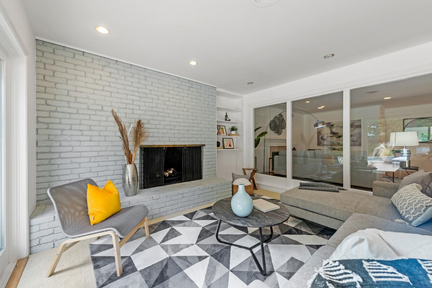 1340 Hillview Drive Menlo Park, CA 94025 - Photo 14 of 29 a living room with furniture and a fireplace