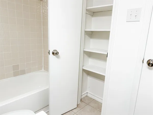 a bathroom with a bathtub