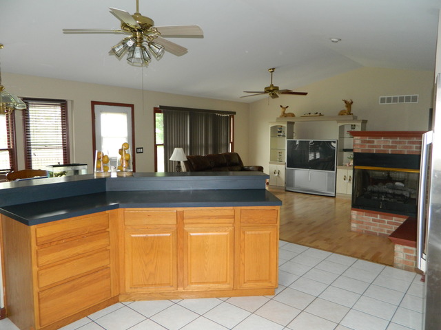 285 Rollin Road Somonauk, IL 60552 - Photo 7 of 25 a kitchen with a sink and a fireplace