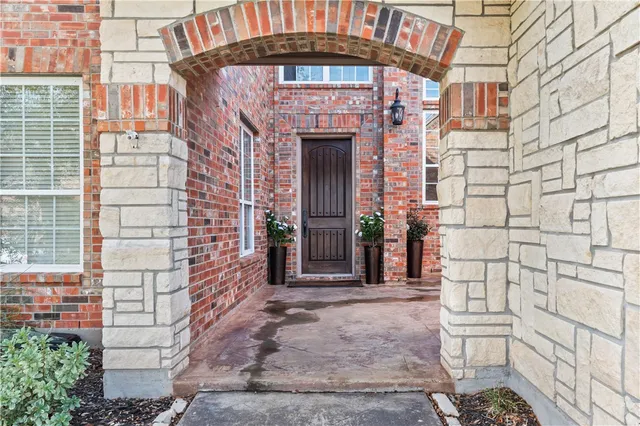 a front view of a building with a shower