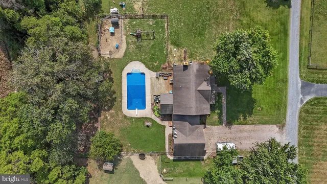an aerial view of a house