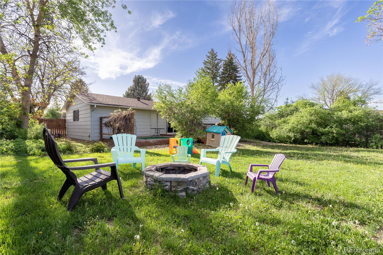 4374 East Peakview Circle Centennial, CO 80121 - Photo 38 of 45 a backyard of a house with table and chairs