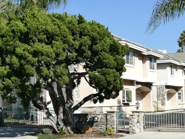 a front view of a house with glass door