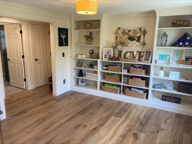 a room with furniture and a book shelf