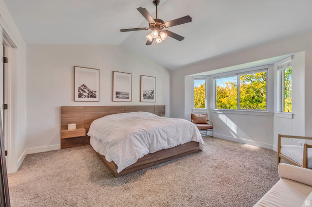 1071 Jamie-Matt Circle Layton, UT 84041 - Photo 20 of 28 Carpeted bedroom with lofted ceiling and ceiling fan