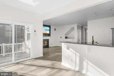 a view of a wooden roof deck