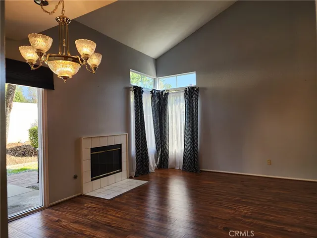 a view of a livingroom with a chandelier