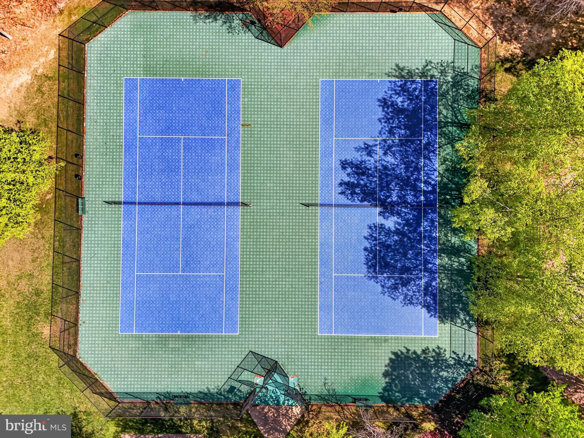 1 Warwick Road Princeton Junction, NJ 08550 - Photo 37 of 45 Serene tennis courts in nature's embrace.