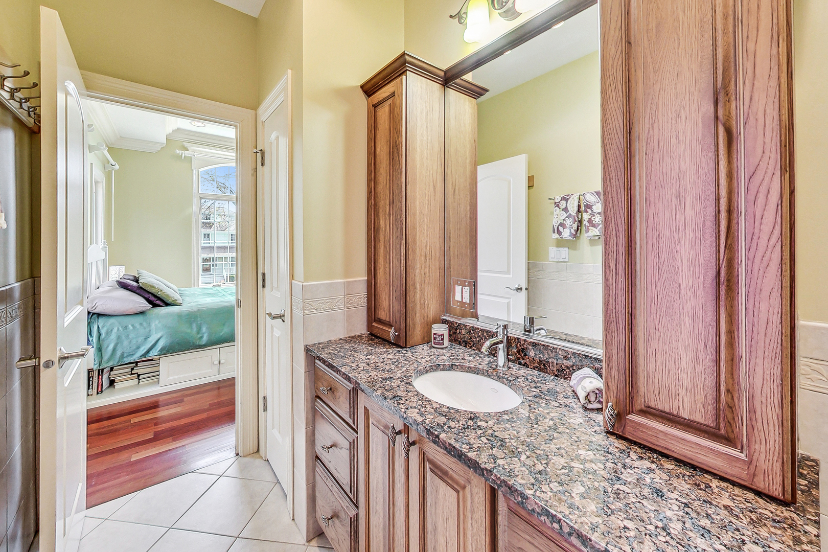 428 South Clifton Avenue Park Ridge, IL 60068 - Photo 26 of 43 a bathroom with a granite countertop sink and a mirror