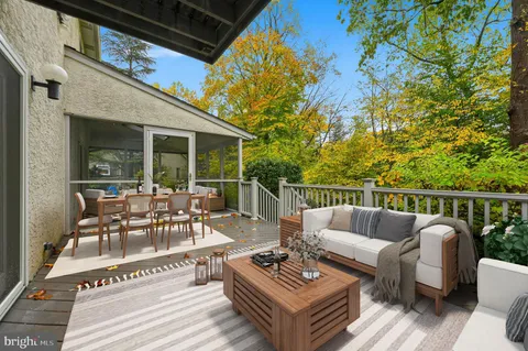 a view of a patio on the roof deck