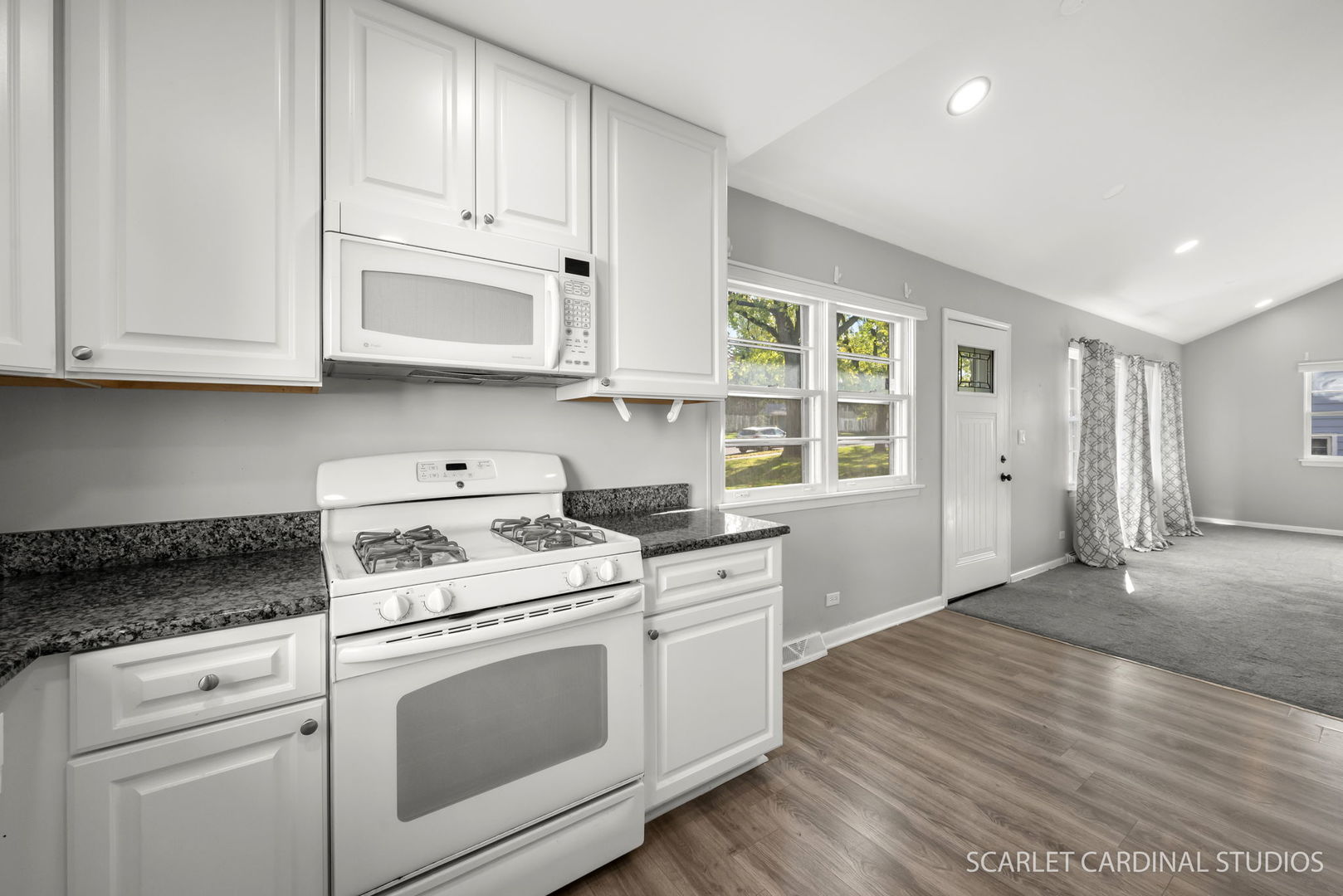 1445 North Webster Street Naperville, IL 60563 - Photo 6 of 16 a kitchen with granite countertop white cabinets and white appliances