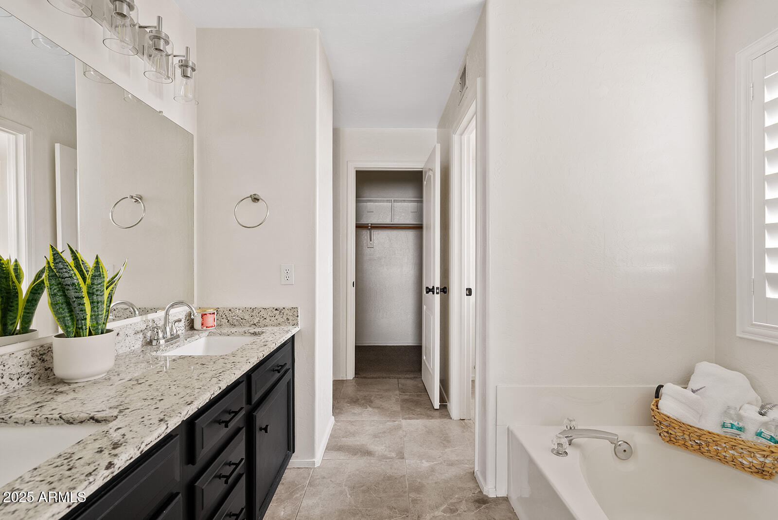 861 West Shellfish Drive Gilbert, AZ 85233 - Photo 6 of 32 a bathroom with a granite countertop sink tub and shower