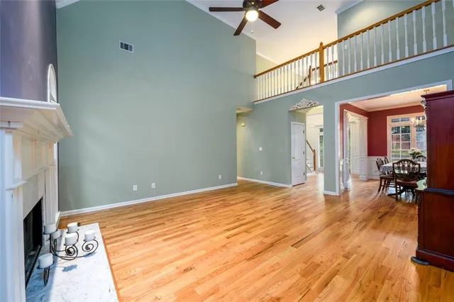 a view of livingroom with furniture and fireplace