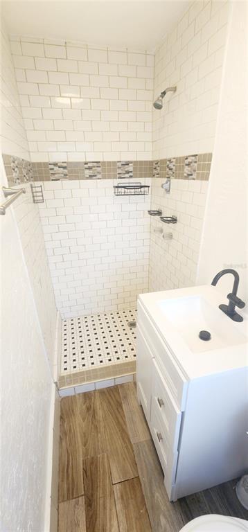 301 Ave B Southeast, Unit 4 Winter Haven, FL 33880 - Photo 14 of 16 a bathroom with a sink a mirror and shower