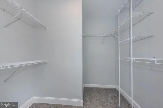 a view of an empty walk in closet