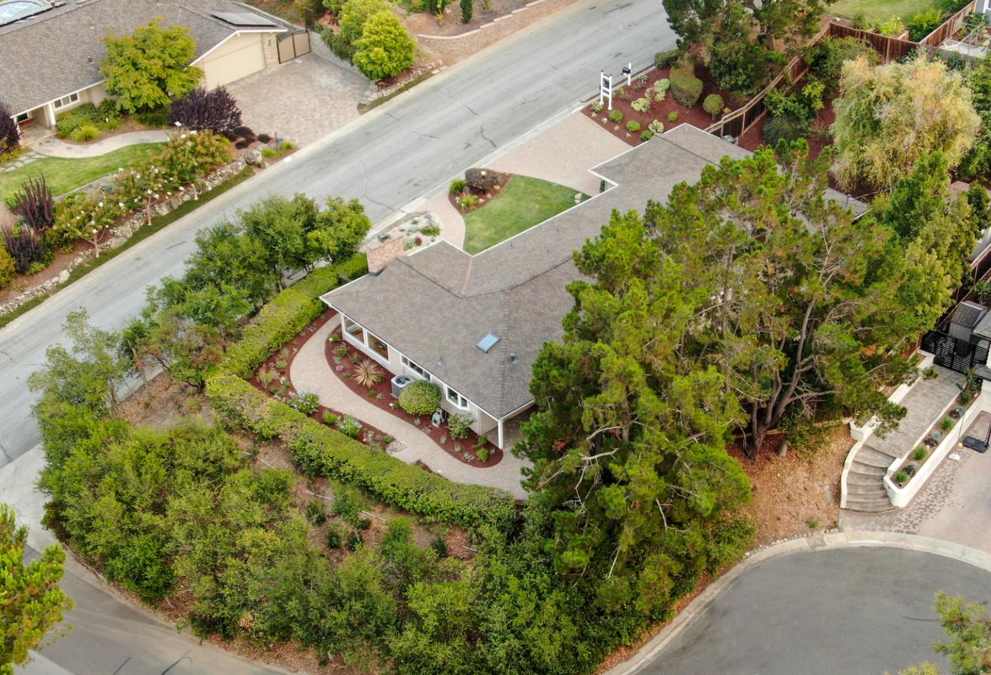 2250 Vía Maderos Los Altos, CA 94024 - Photo 34 of 36 an aerial view of a house with a yard and a large tree