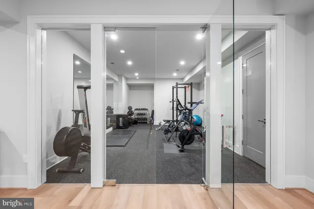 a view of a room with gym equipment
