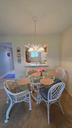 a table and chairs in a room